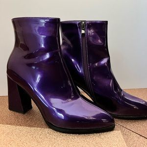 Shiny Deep Purple Heel Booties